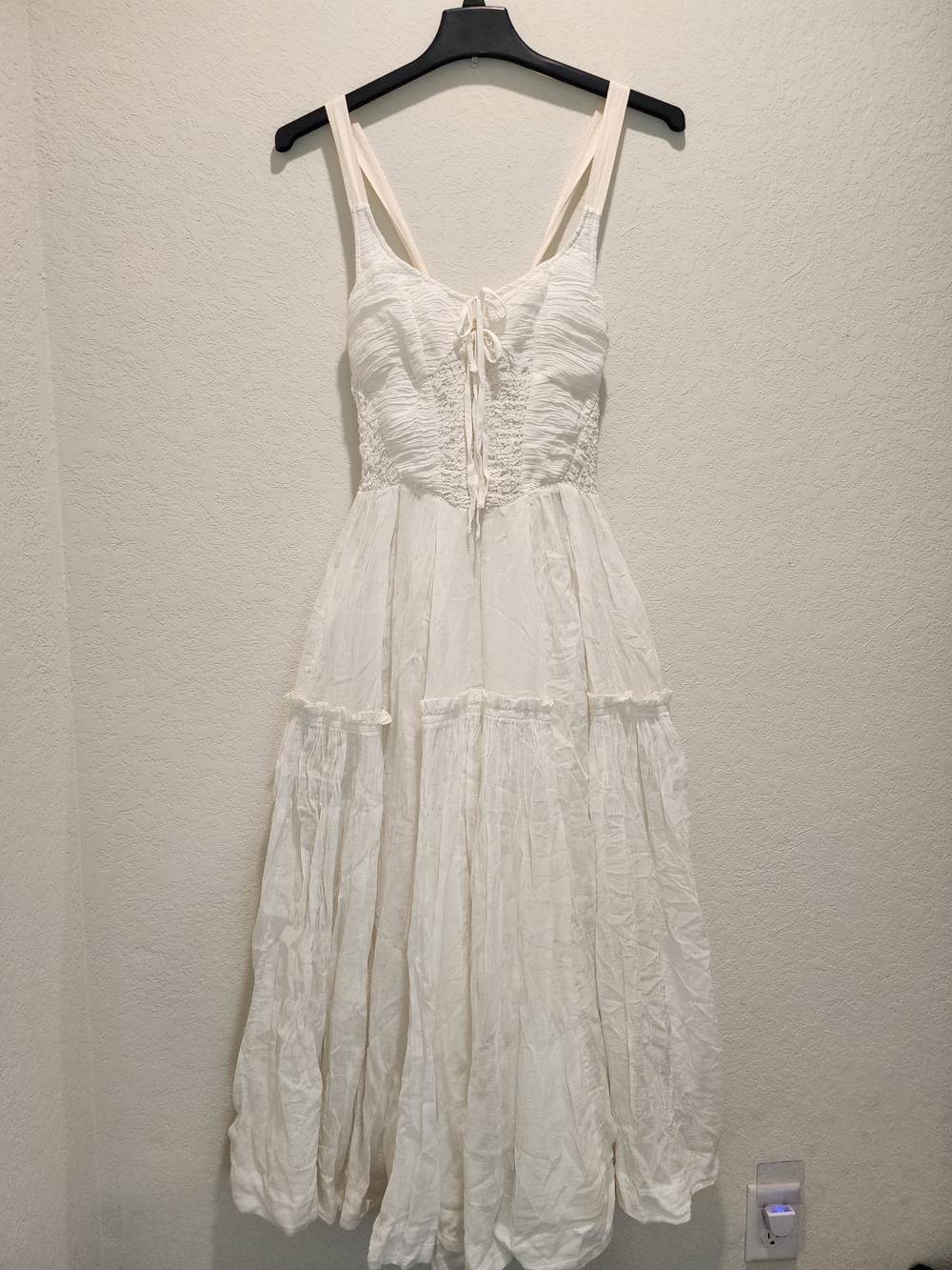 Free People White Maxi Dress with Tie Front